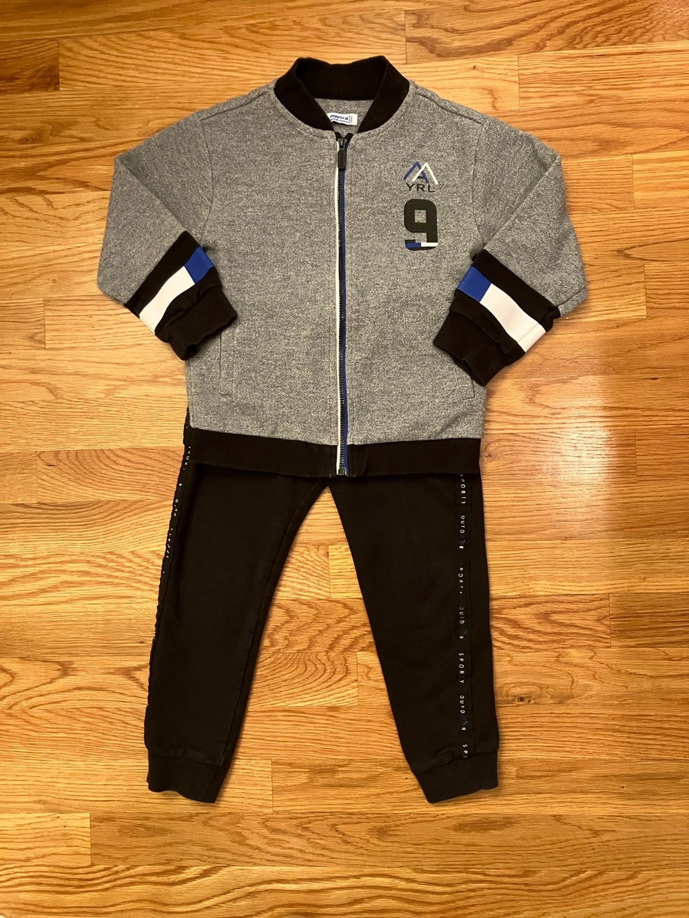 Kids Grey & Black Zip-Up Jacket and Jogger Set